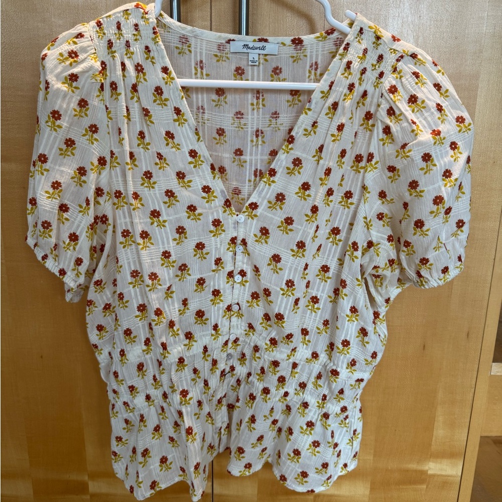 Madewell Floral Elastic Waist Top